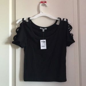 Black 3/4 Crop Top